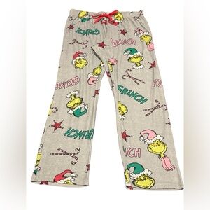 The Grinch Holiday Pajama Pants Size XL Graphic Print Grey X-Mas Lounge Whoville